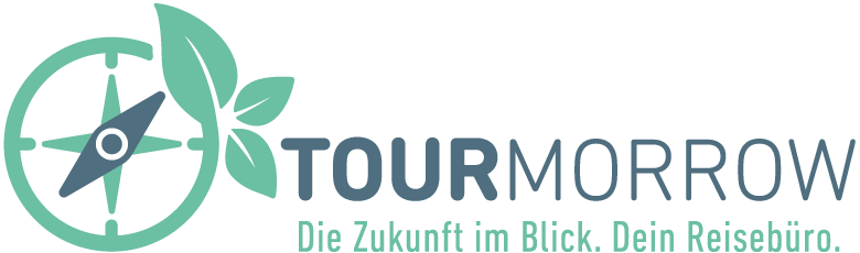 Logo der Initiative TOURMORROW – Die Zukunft im Blick. Dein Reisebüro.